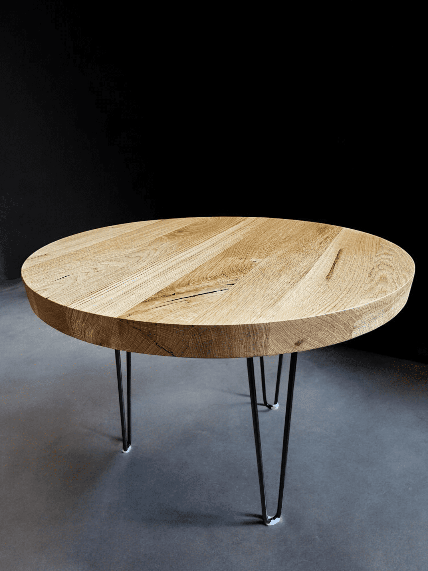 Stolik kawowy dębowy – okrągły – Ø50 cm – wysokość 40 cm - loft